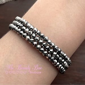 Grey Crystal Beaded Bracelet